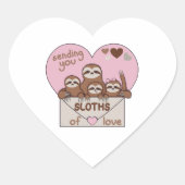 Family of Sloths with Envelope, Heart and Text Herz-Aufkleber (Vorderseite)
