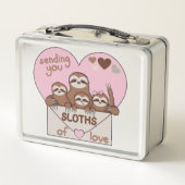 Family of Sloths with Envelope, Heart and Text Metall Brotdose (Rückseite)