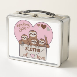 Family of Sloths with Envelope, Heart and Text Metall Brotdose
