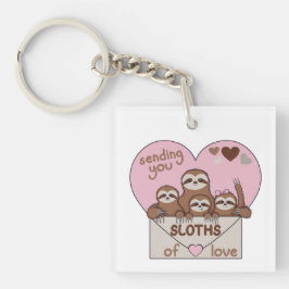 Family of Sloths with Envelope, Heart and Text Schlüsselanhänger