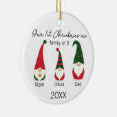 Family of Three First Christmas Cute Gnomes Keramik Ornament (Rechts)