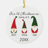 Family of Three First Christmas Cute Gnomes Keramik Ornament (Vorne)
