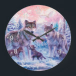 Family Of Wolves Painting Große Wanduhr<br><div class="desc">Wolf ANIMALS ANIMAL CANIS , Lupus Mammal Beast Dog,  Canine Wolfs Painting , arctic Wild White,  owl cub gray snow , Art Puppies Predator , beast Mammals Dangerous Mountains,  Canis Lupus Mammal Beast,  Dog Wolfs</div>