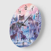 Family Of Wolves Painting Große Wanduhr (Winkel)