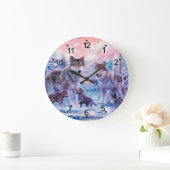 Family Of Wolves Painting Große Wanduhr (Zuhause)