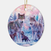 Family Of Wolves Painting Keramik Ornament (Links)