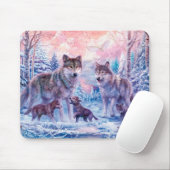 Family Of Wolves Painting Mousepad (Mit Mouse)