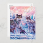 Family Of Wolves Painting Postkarte (Vorne/Hinten)