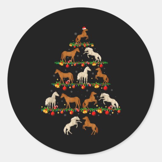 Family Pajama Sets Christmas Matching Horse Xmas T Runder Aufkleber (Vorderseite)