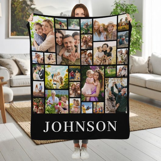 Family Personalized 28 Photo Collage Fleecedecke