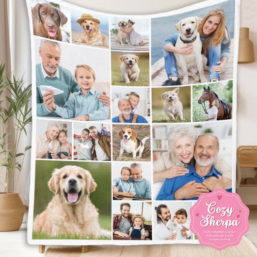 Family Personalized Modern Simple 18 Photo Collage Sherpadecke