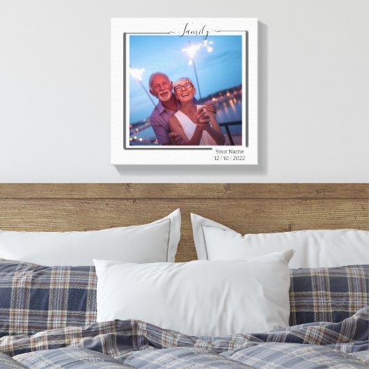 Family Personalized Photo and Text Typography Leinwanddruck (Insitu (Schlafzimmer))
