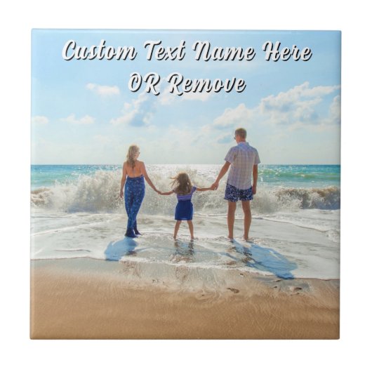 Family Photo Ceramic Tile Personalized Text Fliese (Vorderseite)