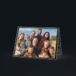 Family Photo Christmas Gold & Chalkboard Elements Feiertagskarte<br><div class="desc">Family Photo Christmas Gold & Chalkboard Elements Folding Greeting Card One large Photo on front and 4 small photos on back with your Christmas letter inside.</div>