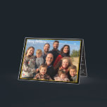 Family Photo Christmas Gold & Chalkboard Elements Feiertagskarte<br><div class="desc">Family Photo Christmas Gold & Chalkboard Elements Folding Greeting Card One large Photo on front and 4 small photos on back with your Christmas letter inside.</div>