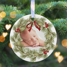 Family Photo Christmas Wreath Custom Keramik Ornament