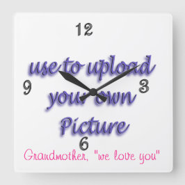 Family Photo Clock- customize and personalize Quadratische Wanduhr