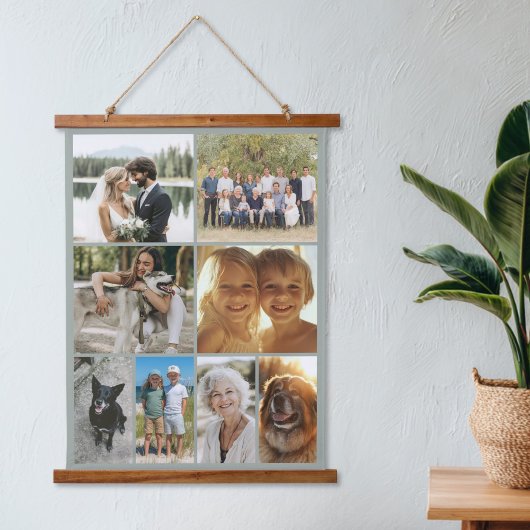 Family Photo Collage 8 Images Custom Wandteppich Mit Holzrahmen