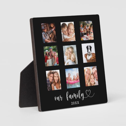 Family photo collage black  fotoplatte (Vorderseite)