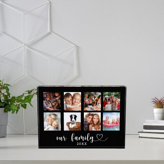 Family photo collage black love heart script fotoblock