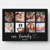Family photo collage black love heart script fotoplatte (Vorderseite)