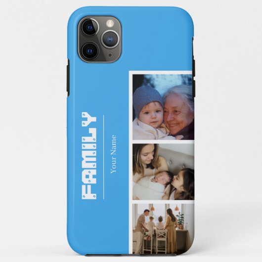 Family Photo Collage blue 4 Picture Case-Mate iPhone Hülle (Rückseite)