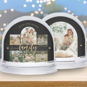 Family photo collage elegant gold script keepsake schneekugeln