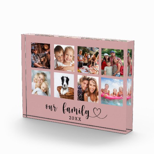 Family photo collage love heart script dusty rose fotoblock (Rechts)