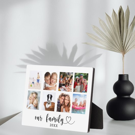 Family photo collage love heart script fotoplatte