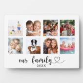 Family photo collage love heart script fotoplatte (Vorderseite)