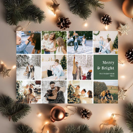 Family Photo Collage Merry And Bright Christmas Feiertagskarte