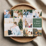 Family Photo Collage Merry And Bright Christmas Feiertagskarte<br><div class="desc">**Introducing Our Merry & Bright Christmas Card: A Joyful Snapshot of the Season** This holiday season, celebrate the warmth and brightness of your cherished moments with our Merry & Bright Christmas Card. With a customizable 8-square photo layout and a heartfelt quote square that simply radiates "Merry & Bright, " this...</div>