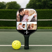 Family Photo Collage with Monogram Pickleball Schläger