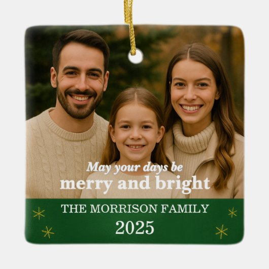 Family Photo Customizable Keramikornament (Vorderseite)