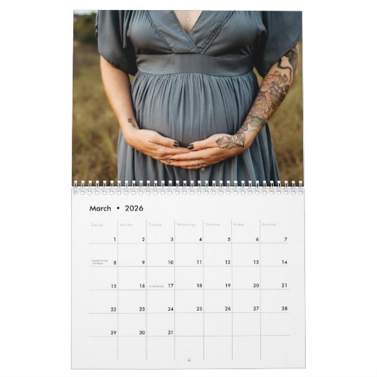 Family Photo Elegant Script Black  Kalender (Mär 2026)