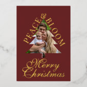 Family photo handwritten script burgundy real folieneinladung (Vorderseite)