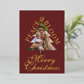 Family photo handwritten script burgundy real folieneinladung (Stehend vorne)