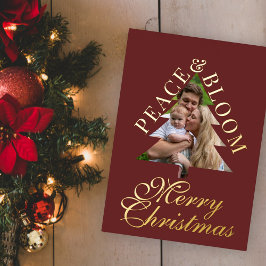 Family photo handwritten script burgundy real folieneinladung