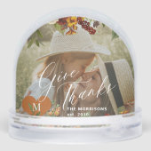 Family photo keepsake Thanksgiving fall decor Schneekugeln (Rückseite)