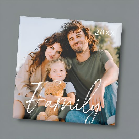 Family Photo Modern Cool Typography Magnet