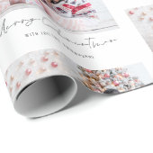 Family Photo Name Script Pattern Merry Christmas Geschenkpapier (Rolleneckpunkt)