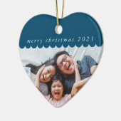 FAMILY PHOTO simple cute scallop edge blue Keramik Ornament (Links)