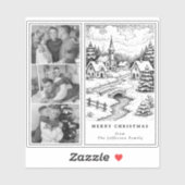 Family Photos Christmas Village in Winter Aufkleber (Blatt)