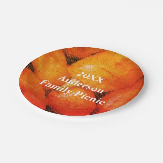 Family Picnic Orange Mosaic Chili Paprikaschoten W Pappteller (Schrägansicht)