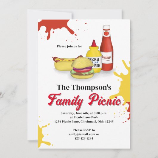 Family Picnic Summer GRILLEN Custom Einladung (Vorderseite)