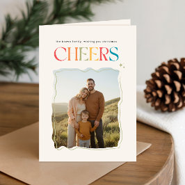 Family Portrait Photo Retro Christmas Folded Feiertagskarte