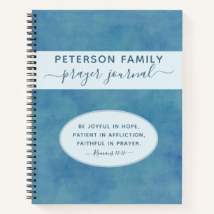 Family Prayer Journal personalisiert-blaues Notizb Notizblock