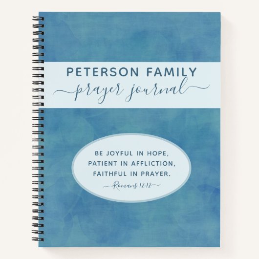 Family Prayer Journal personalisiert-blaues Notizb Notizblock (Vorderseite)