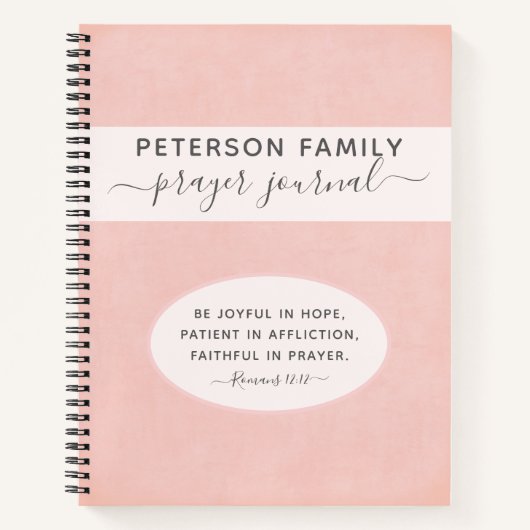 Family Prayer Journal personalisiertes Blush-Notiz Notizblock (Vorderseite)