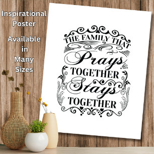Family Prays Together Bleibe Bibel-Sprichwort Poster